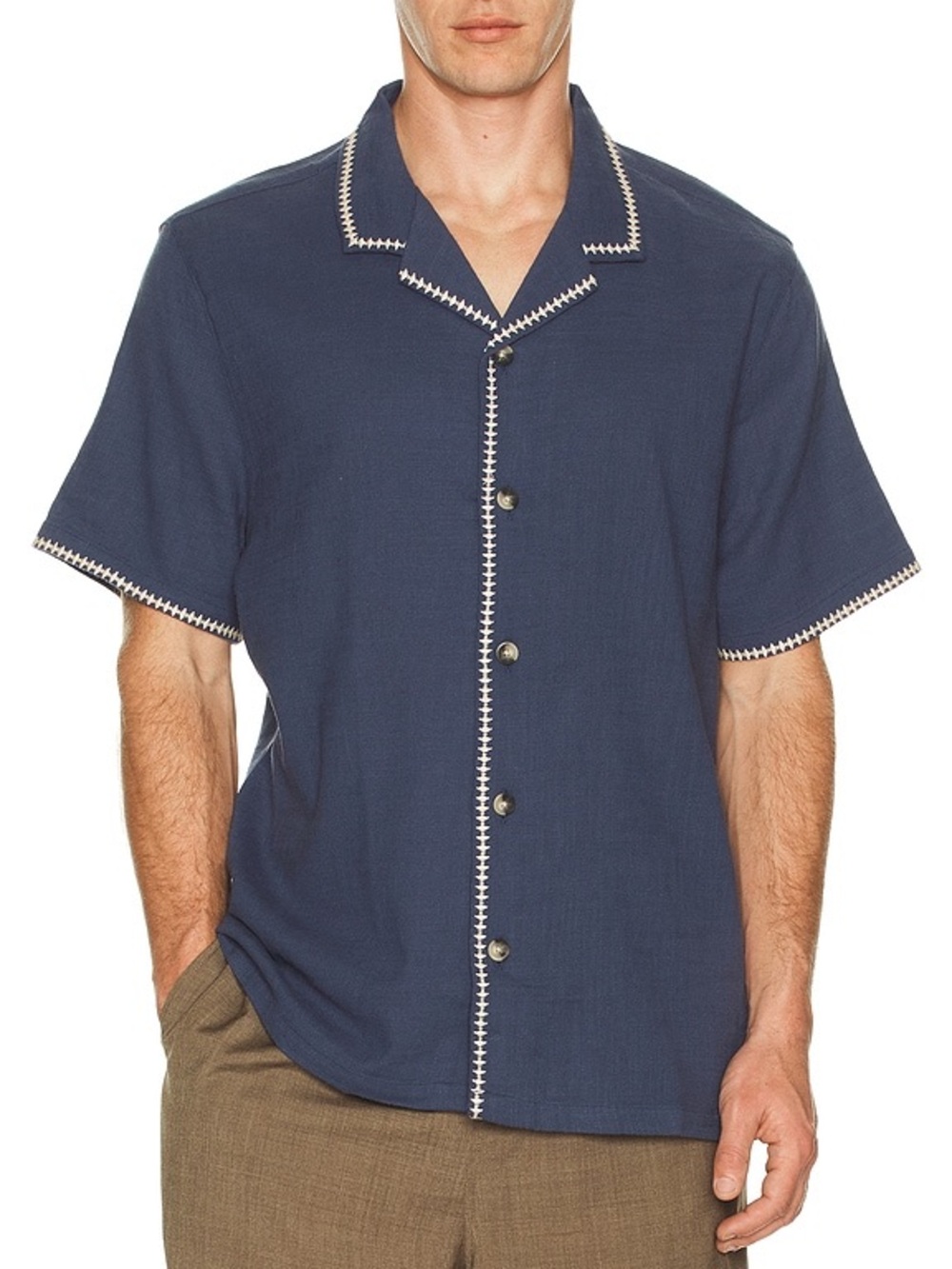 Marine Layer Embroidered Resort Shirt in Vintage Indigo